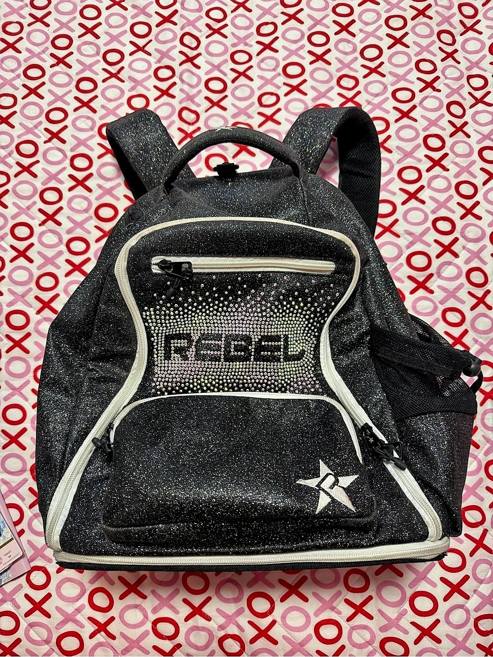 Rebel Athletic Rebel Dream Bag Glitter Backpack in Black & White